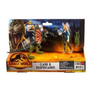 NEW!  Jurassic World: Camp Cretaceous Claire and Dilophosaurus Action Figure Set